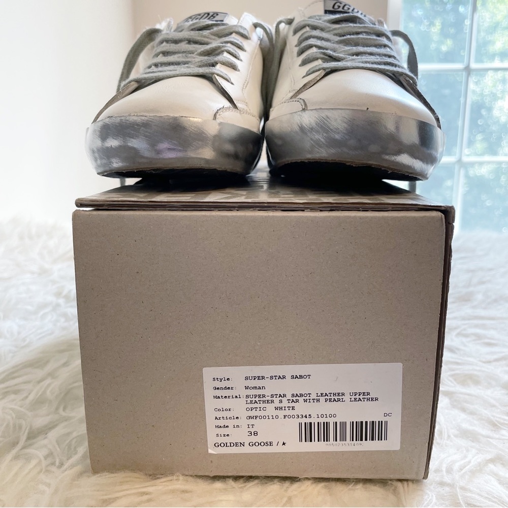 Golden Goose Superstar Sabot Shearling Sneaker White Silver Beige size 38 - Picture 6 of 15